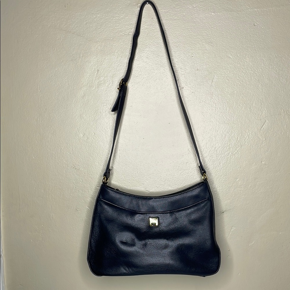 Vintage ETIENNE AIGNER Leather Shoulder Bag Blue Classic Gold Hardware Y2K
